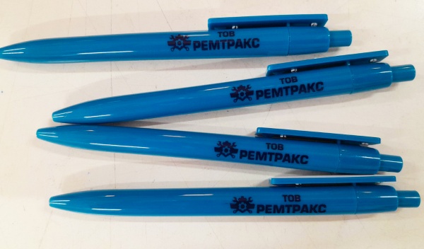 Печать на ручках синих