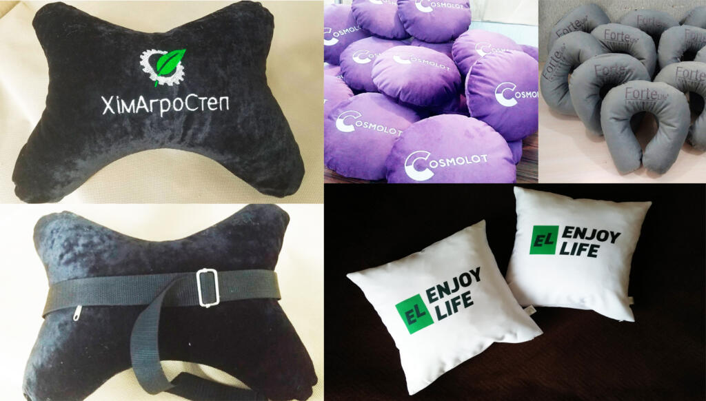 Подушки з вишитим логотипом