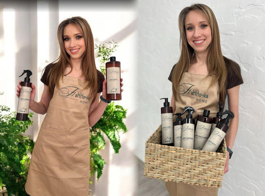 Бежеві фартухи з логотипом Паночка